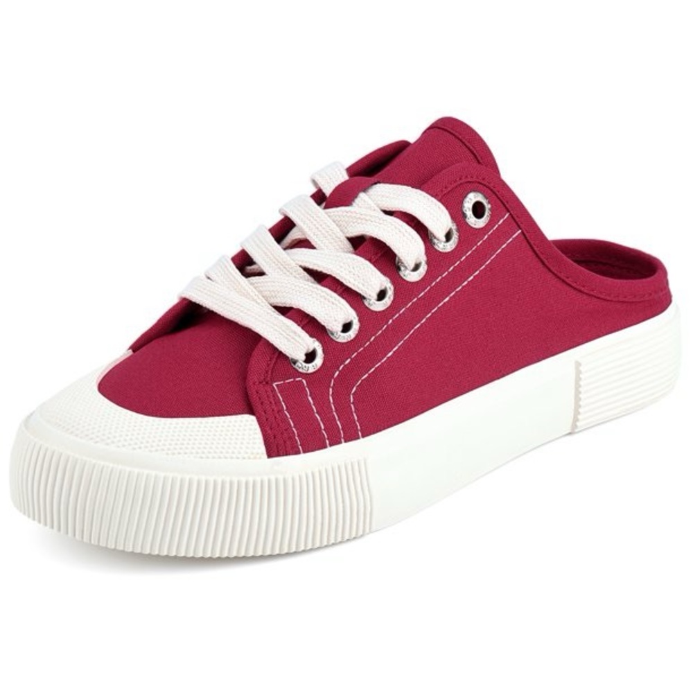 Jenn Ardor Women’s Red Slip On Canvas Backless Mule Sneakers Shoes Sz 8
